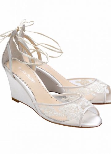 Bella Belle Shoes Pamela, Wedding shoes, comfortable wedding shoes, pretty wedding shoes, pretty shoes, ivory wedding shoes, wedding wedge shoes, lace wedding shoes