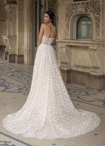 Pronovias Hopkins, wedding dress, a-line wedding dress, glitter wedding dress