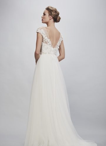 Theia Rosetta, wedding dress, a-line wedding dress, tulle skirt, modern wedding dress, beaded wedding dress
