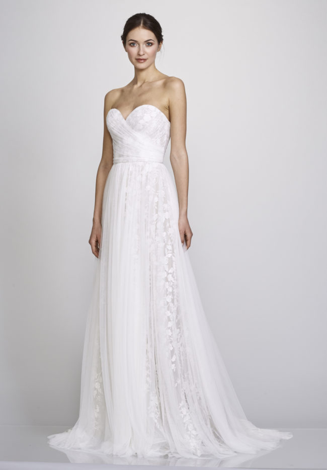 Theia Madalyn, Wedding Dress, a-line wedding dress, boho wedding dress, strapless wedding dress