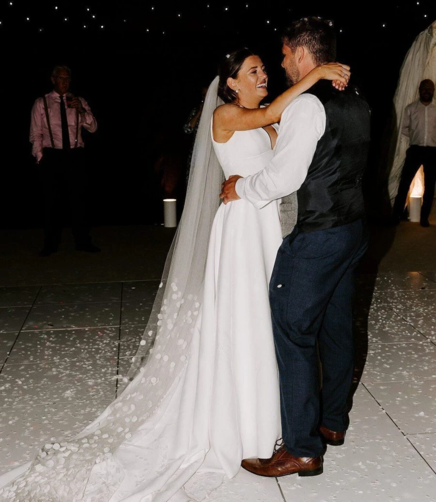 Bride and groom dancing